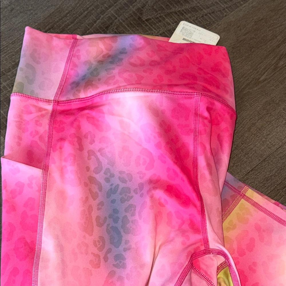 Fabletics Neon Pink Multicolor Leopard-Print Legg… - image 6
